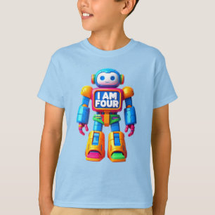 I Am Four Robot for Kids 4th Birthday Tech Robotic T-Shirt