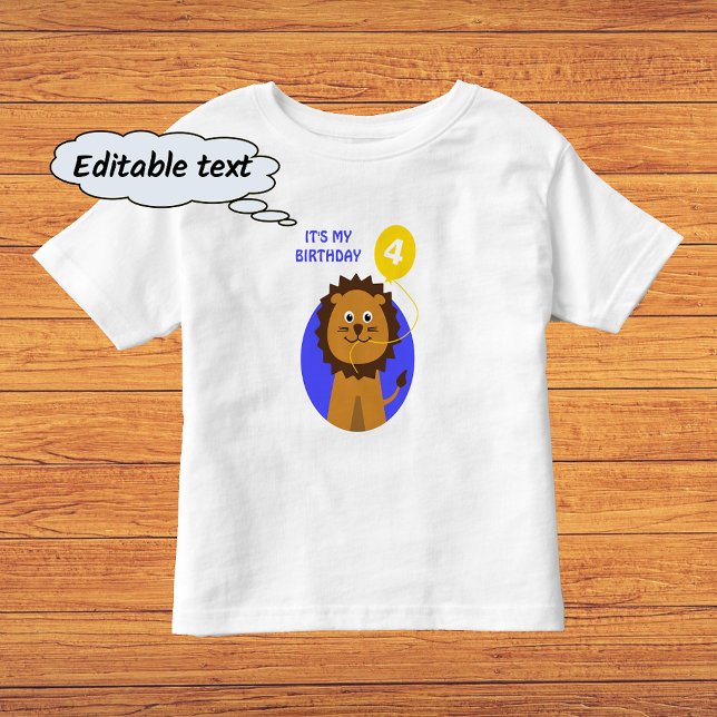 I am four smiling lion toddler T-Shirt (Personalize the caption)