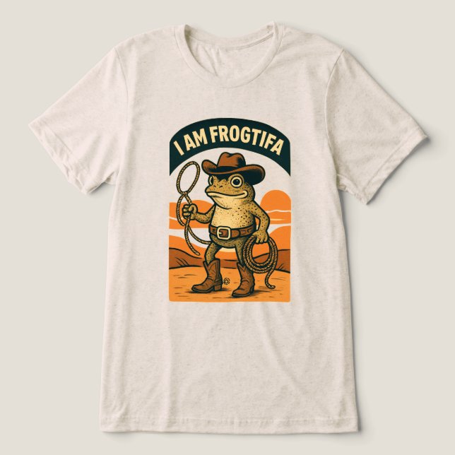 I Am Frogtifa Cowboy – Funny Frog Meme Tri-Blend Shirt (Design Front)