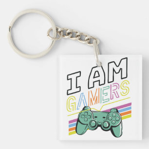 I Am Gamers – Retro Neon Gaming Design Key Ring