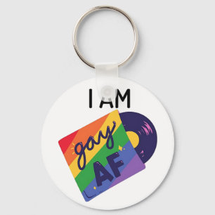 I Am Gay AF Funny LGBT Pride Month Key Ring