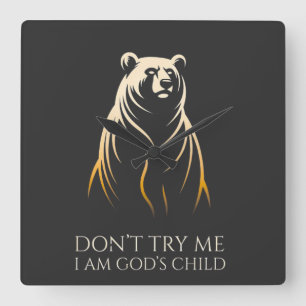 I Am God’s Child Bear Graphic Square Wall Clock