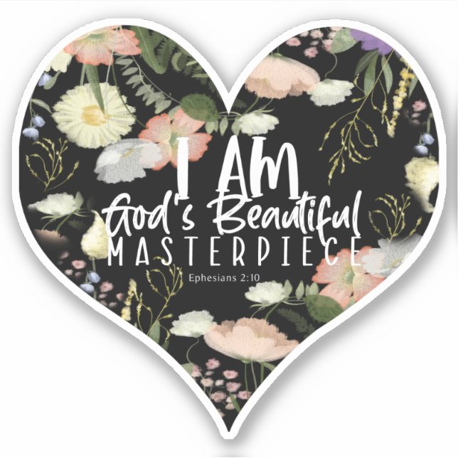 I AM God's Beautiful Masterpiece Christian Sticker (Front)