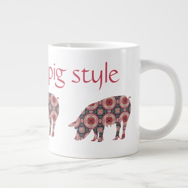 I am Going Pig Style Large Coffee Mug (Right)