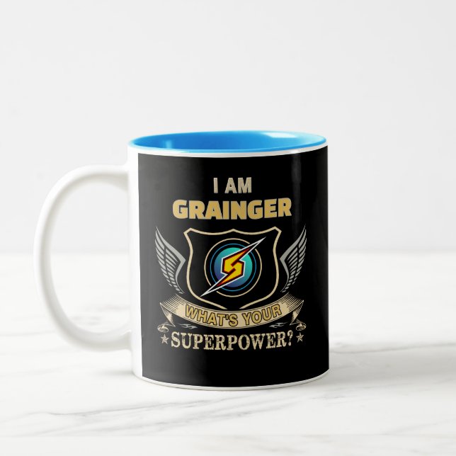 I Am GRAINGER What's Your Superpower Two-Tone Coffee Mug (Left)