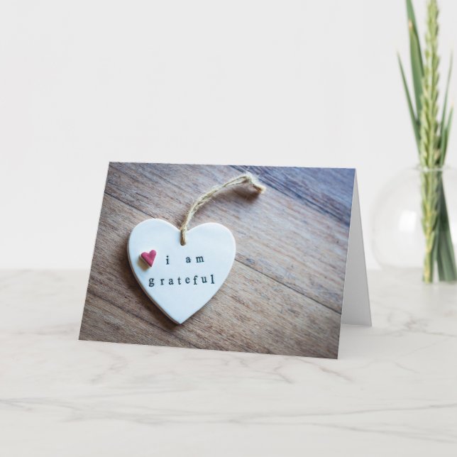 'I am Grateful' Heart Plaque  Card (Front)