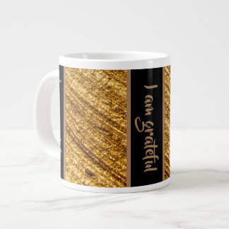 I am Grateful Mug Gold Brown Design
