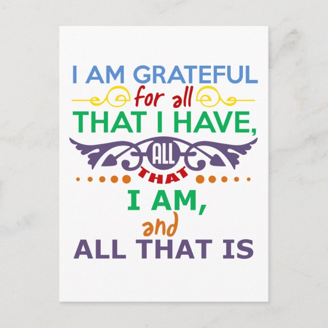 I Am Grateful Postcard (Front)