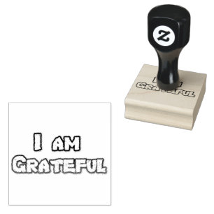 I Am Grateful Script Rubber Stamp