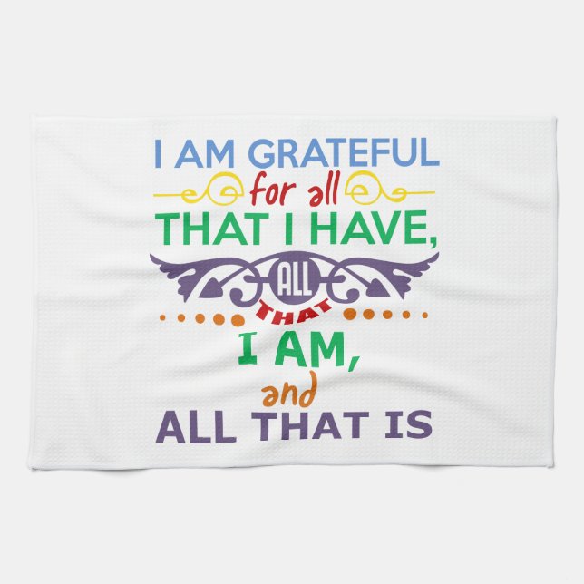 I Am Grateful Tea Towel (Horizontal)