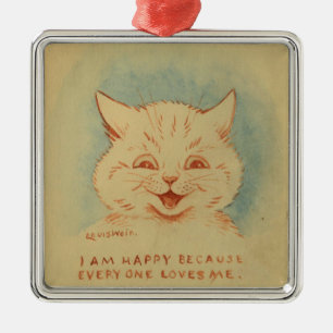 I Am Happy Because Everyone Loves Me (Ginger Cat) Metal Tree Decoration