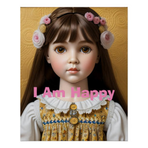 I Am Happy Doll Affirmation Poster