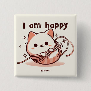 I Am Happy in Ropes 15 Cm Square Badge