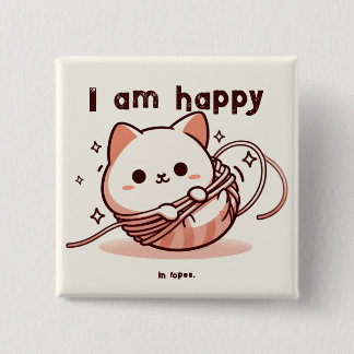 I Am Happy in Ropes 15 Cm Square Badge