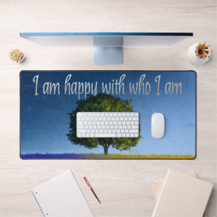 "I am happy with who I am" Motivation Affirmation Desk Mat