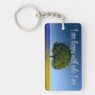 "I am happy with who I am" Motivation Affirmation Key Ring