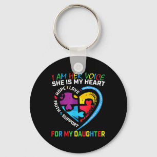 I Am Her Voice Daughter Autism Awareness Mum Dad P Key Ring