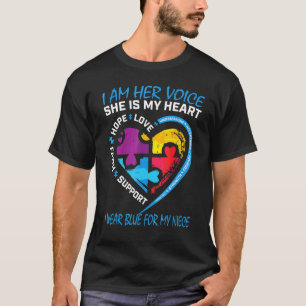 I Am Her Voice I Wear Blue For My Niece Autism Awa T-Shirt