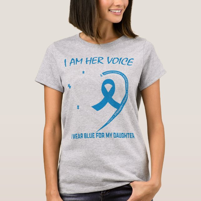 I am her voice she is my heart Autism awareness cl T-Shirt (Front)