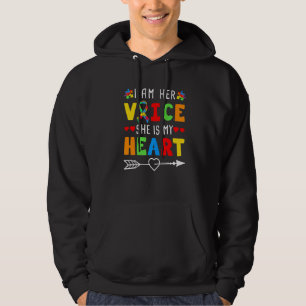 I Am Her Voice She Is My Heart Autism Awareness Hoodie