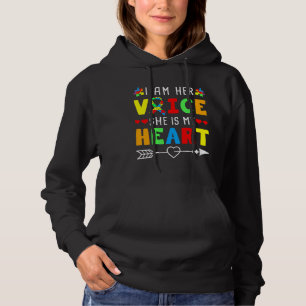 I Am Her Voice She Is My Heart Autism Month Ribbon Hoodie
