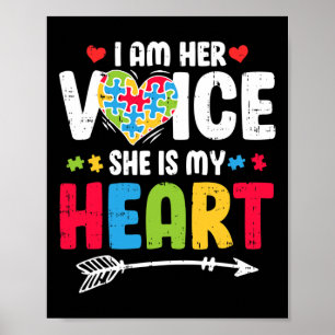 I Am Her Voice She Is My Heart Puzzle Piece Autism Poster