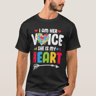 I Am Her Voice She Is My Heart Puzzle Piece Autism T-Shirt