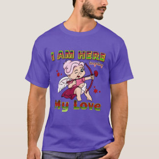 I am Hereargeting My Love Couples Design retro T-Shirt