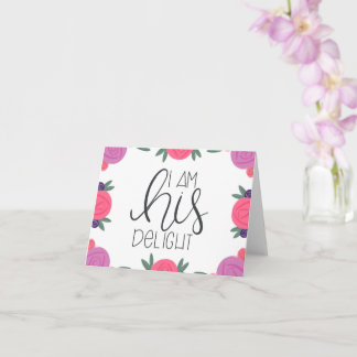 I Am His Delight Bright Florals Blank Notecard