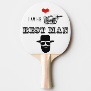 I am HIS Mr. Best Man Hipster Moustache Beard Hat Ping Pong Paddle