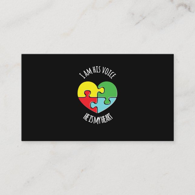 I Am His Voice Autism Awareness T-Shirt Mum Parent Business Card (Front)