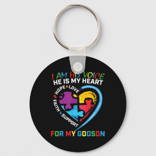 I Am His Voice Godson Autism Awareness Godmother B Key Ring