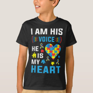 I Am His Voice He Is My Heart Autism Awareness _1 T-Shirt