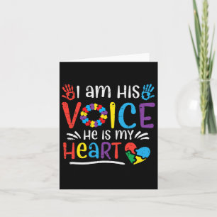 I Am His Voice He Is My Heart Autism Awareness Asd Card