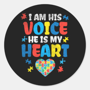 I Am His Voice He Is My Heart Autism Awareness ASL Classic Round Sticker