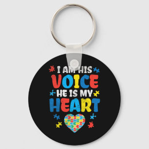 I Am His Voice He Is My Heart Autism Awareness ASL Key Ring