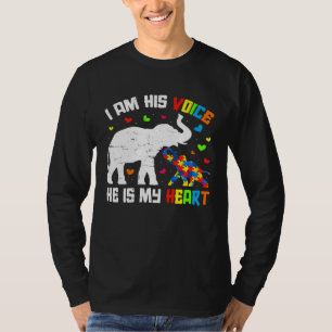 I Am His Voice He Is My Heart Autism Awareness Ele T-Shirt