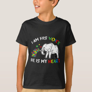 I Am His Voice He Is My Heart Autism Awareness Gif T-Shirt