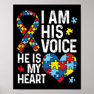 I Am His Voice He Is My Heart Autism Awareness Mon Poster