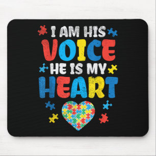 I Am His Voice He Is My Heart Autism Awareness Mouse Pad