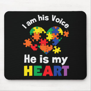 I Am His Voice He Is My Heart Autism Awareness Mum Mouse Pad