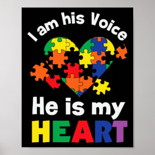 I Am His Voice He Is My Heart Autism Awareness Mum Poster