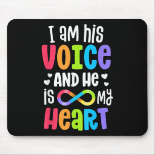 I Am His Voice He Is My Heart Autism Awareness Pre Mouse Pad
