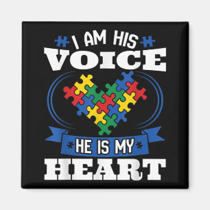 I Am His Voice He Is My Heart Autism Awareness Son Magnet