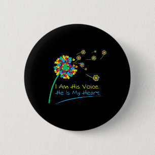 I Am His Voice He Is My Heart Autism Awareness T 6 Cm Round Badge