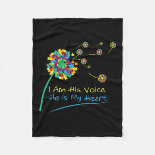 I Am His Voice He Is My Heart Autism Awareness T Fleece Blanket