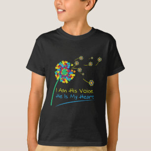 I Am His Voice He Is My Heart Autism Awareness T T-Shirt