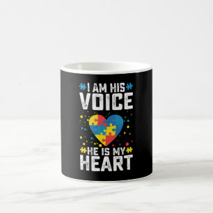 I Am His Voice He Is My Heart Autism Mum Dad Coffee Mug