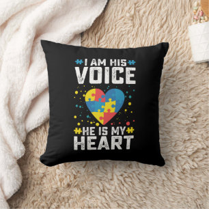 I Am His Voice He Is My Heart Autism Mum Dad Cushion