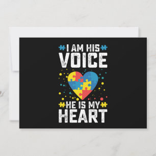 I Am His Voice He Is My Heart Autism Mum Dad Invitation